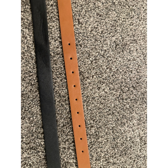 Women's Belts One Size Black Brown Gold Buckle Set of 2 - Picture 6 of 7